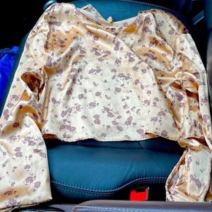 floral peach Zara satin crop top